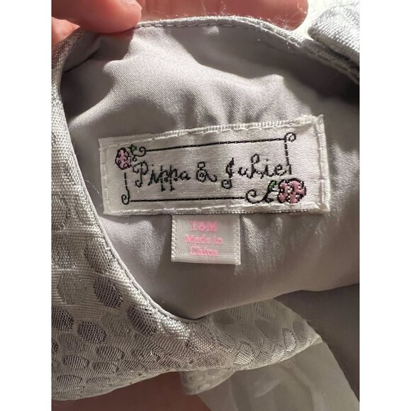 Pippa & Julie Silver Tulle Dress Infant Girls Size 18 months Excellent gently us - Picture 4 of 5